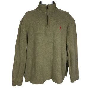 Vintage 90s Ralph Lauren Polo Mens XL Sweater Green Long Sleeve 1/4 Zip
